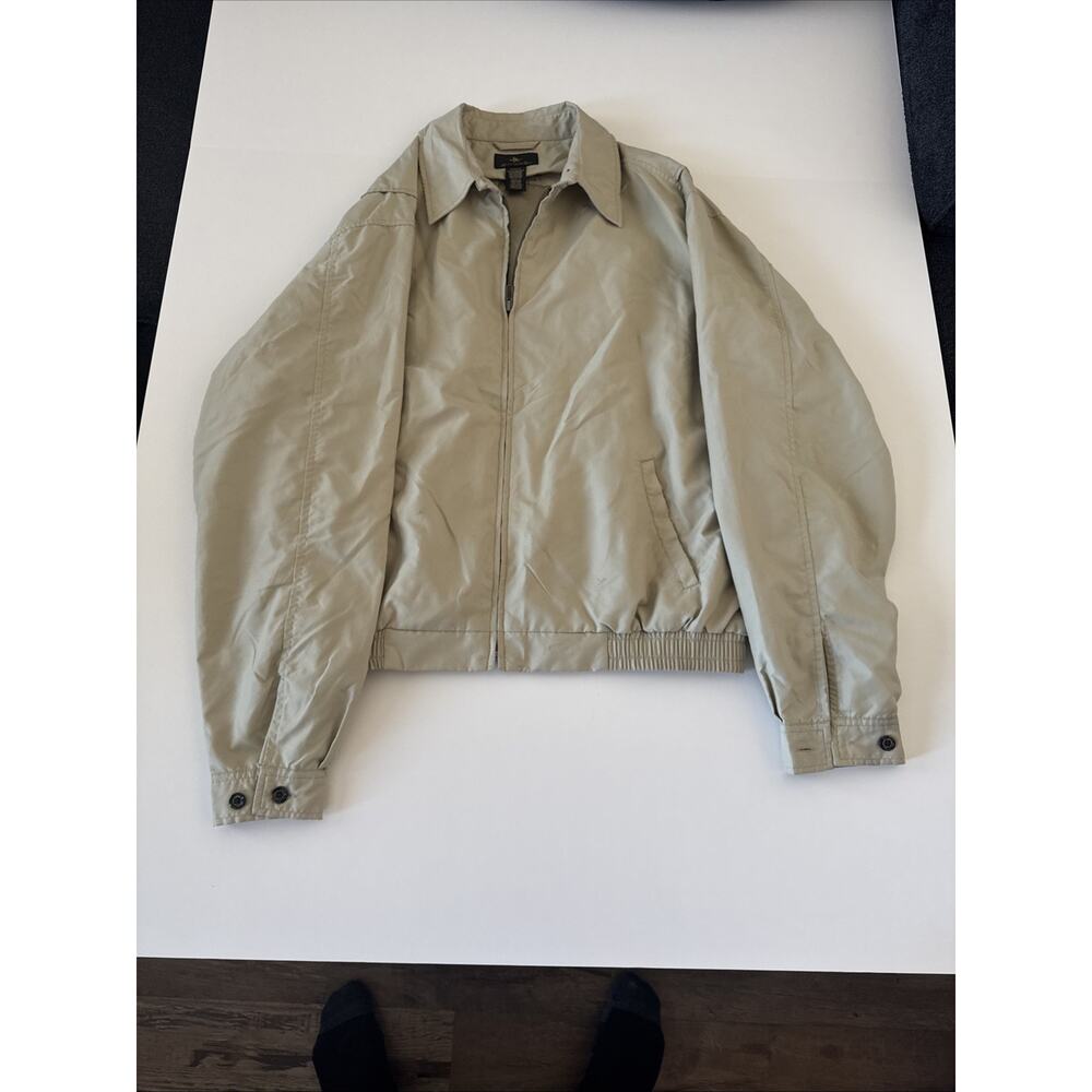 Antigua Men’s Jacket Windbreaker Full Zip Khaki Color! Size Medium Pre-Owned